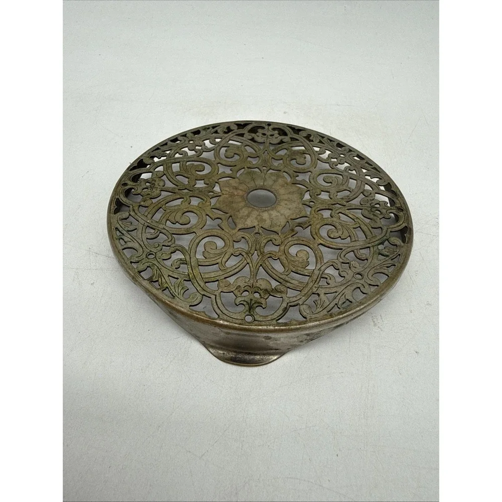 Vintage Silverplate English Pierced Trivet by Manco Made In England